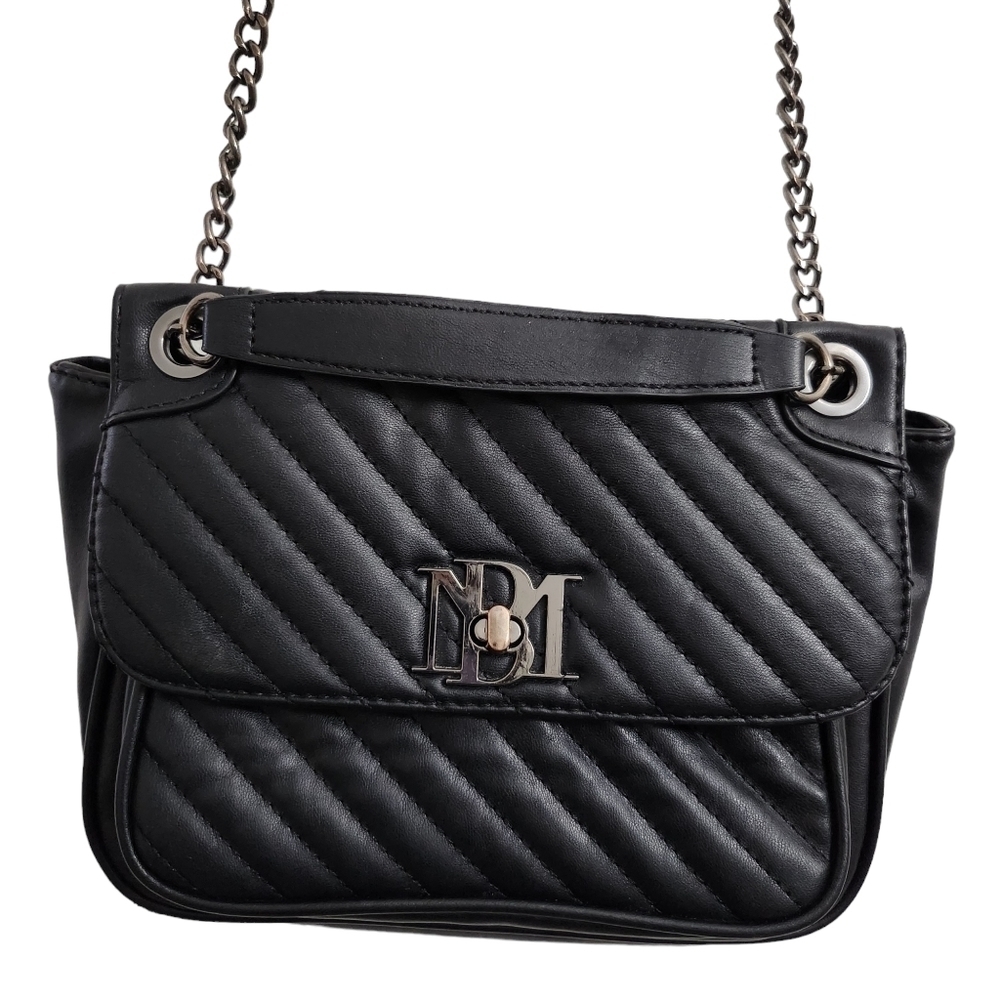 Badgley Mischka Bag Black Stud Quilted Vegan Leather Crossbody Purse Convertible